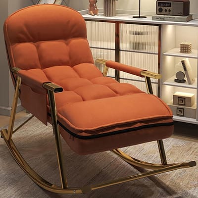 Schommelstoel Buiten - Terrasstoel Campingstoel - Ontspannen Buiten Zitten - Ergonomisch Anti-kantel - 150 kg - Oranje