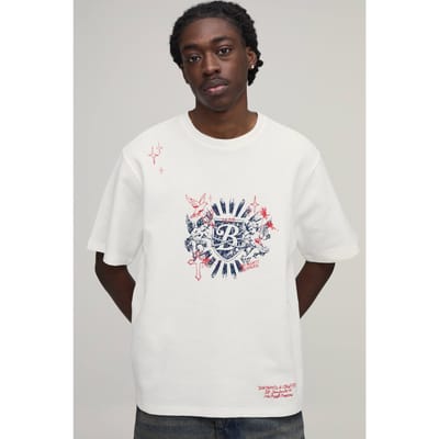 Relaxed Wafel Doodle Print T-shirt Met Korte Mouwen | Ecru | Size XS