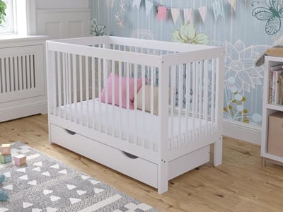Babybed Uitbreidbaar - Kinderbed Ledikant - Veilige Slaap - Schaalbaar Grenenhout - 120 x 60 cm - Wit