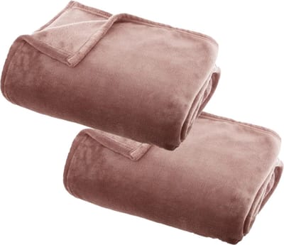 Atmosphera Plaid deken - 2x - oud roze - polyester - 130 x 180 cm - Bankdeken - Fleece plaid