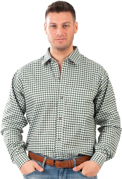 Shirt oktoberfest groen wit geblokt