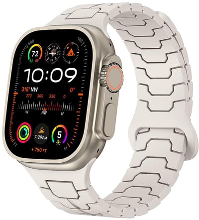 By Qubix - Geschikt voor Apple Watch bandje - Dragon scale siliconen band - Sterrenlicht - Geschikt voor Apple Watch 44 mm / 45 mm / 46 mm / 49 mm (Ultra 1,2 en 3)
