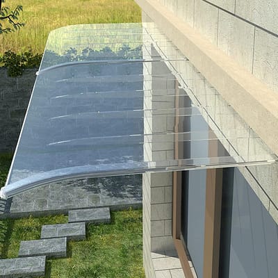 Gebogen Deurluifel - Zonwering Ingang - Bescherming Buiten - Onzichtbaar Polycarbonaat - 40x40 cm - Transparant