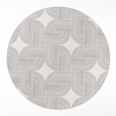 Wallfluent Vinyl Tapijt - Lineair Vlecht Decoratief Vintage Patroon Vloerkleed Op Vinyl - 50 cm - Rechthoek Binnen Tapijt - - Beige Vinylmat - Woonkamertapijt - Slaapkamertapijt