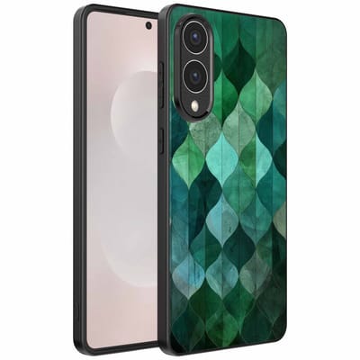 Geschikt voor Samsung Galaxy S25 Edge Telefoonhoesje met Groene Bladeren Opdruk - TPU Backcover Case Green Leafs Design - Groen - Smartphonica geschikt voor Samsung Galaxy S25 Edge