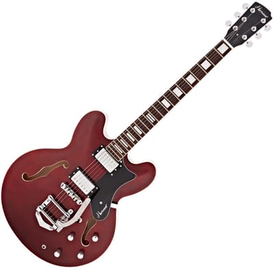 Hartwood Revival Vibrato Semi-akoestische Gitaar, Cherry Red