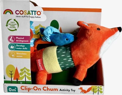 Cosatto - Clip On - Mister vox - Activity Toy - Pluche - Meneer Vos - Knuffel voor Baby's - Activiteitenknuffel - Vos - Sensory Knuffel Vosje - Newborn - Vanaf 0 M - Buggy en Bedje Clip - Kinderwagen - Wandelwagen - Buggy – Kraamcadeau - Babycadeau