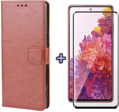 HB Hoesje Geschikt voor Samsung Galaxy S20 FE Bruin - Portemonnee Book Case - Kaarthouder & Magneetlipje & Volledige Display Screenprotector