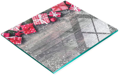 Multifunctionele decoratieve glazen snijplank voor de keuken, kerstthema, 60x52 cm