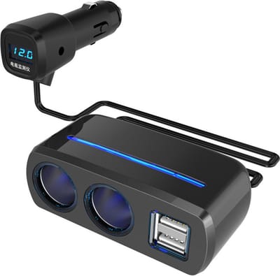 Shunwei 2x Autostopcontact en 2x USB aansluiting– autolader met twee stopcontacten/ Car charger/Handig Onderweg/model SD-1928C