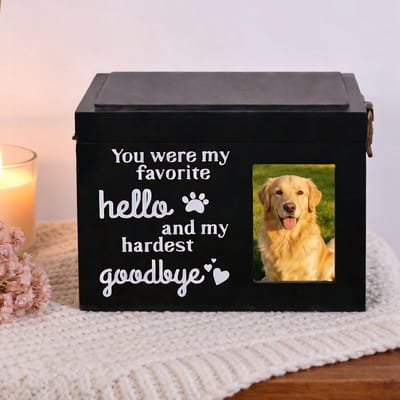 MAGICSHE Urn Hond Overleden, Mini-Urnen Van Hout, Katten Urn Voor Dieren - Met Fotolijst - Zwart - 18 X 12,5 X 13 X Cm - Herdenkingsdoos Overlijden Zwart1