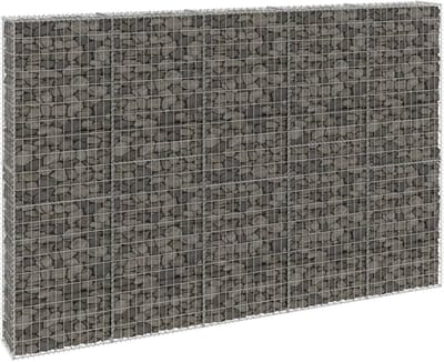 Schanskorfmuur - Draadmand - Tuinontwerp - Roestvrij staal - 300x30x200 cm - Zilver