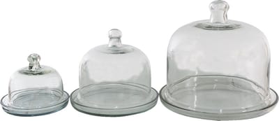 Clayre & Eef Glazen stolpen set van 3 Ø 28 / Ø 21 / Ø 16 cm Glas Stolpen