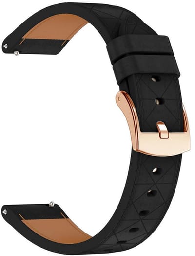 Leren bandje - geschikt voor Garmin Venu (2 Plus) / Venu SQ (2) / Vivomove (Style - Sport) / Vivoactive 3 / 5 / 6 / Forerunner 55 / 165 / 245 / 645 / 570 - 42mm - leer - zwart