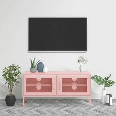 vidaXL - Tv-meubel - 105x35x50 - cm - staal - roze