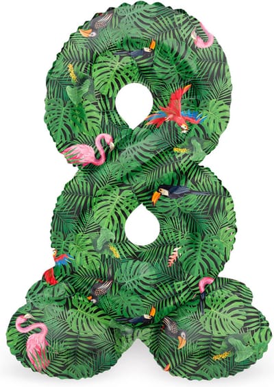 Folat - Staande folieballon Cijfer 8 Jungle Vibe - 72 cm