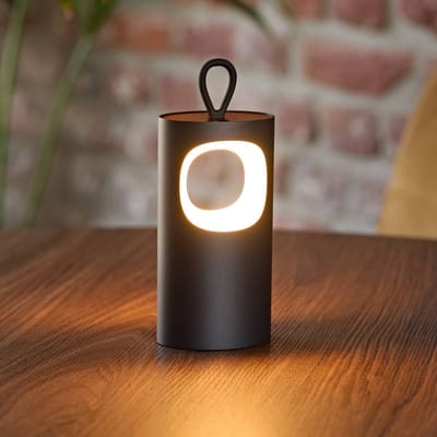 Sigor LED tafellamp Lunari, zwart, 16 cm, metaal, CCT IP44