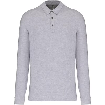 Herenpolo lange mouwen van jersey katoen Kariban Oxford Grijs - 3XL