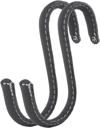 Brute Strength - Leren S-haken - Grijs - 2 stuks - Kledinghaak – Leer - kapstokhaak - Ophanghaken – handdoekhaakjes