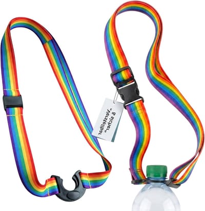 Drankfleshouder - Regenboogkleurig - Universeel en Verstelbaar - Veiligheidsriem voor Festivals en Buitengebruik