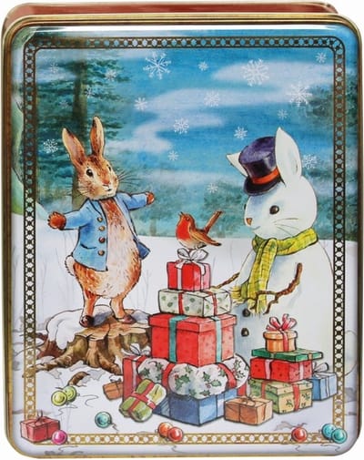 Blik Peter Rabbit met cadeaus 19.5x15.5x7.5cm
