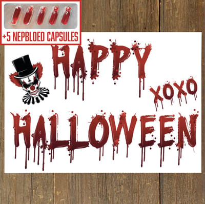 GetGlitterBaby® - Tattoo + Nep Bloed Capsules / Halloween Horror Decoratie Versiering / Carnaval Schmink Make Up Plak Tattoos / Tijdelijke Tattoo / Nep Tatoeage + Vloeibaar Dik Rood Bloed / Nepbloed / Nep Wond / Fake Kunst Blood - 5 Capsules
