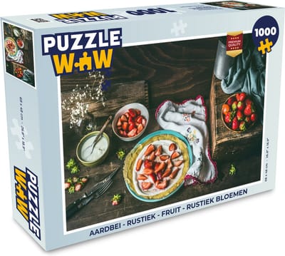 Puzzel Aardbei - Rustiek - Fruit - Rustiek Bloemen - Legpuzzel - Puzzel 1000 stukjes volwassenen