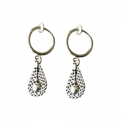 Klem oorbellen kleine -klepel- zilverkleur- geen gaatje- Charme Bijoux