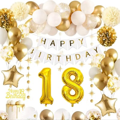 FeestmetJoep® 18 jaar verjaardag versiering & ballonnen - Goud & Wit