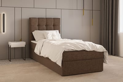 Boxspring Bed 05 - Luxe en Comfort - Inclusief Topmatras - Verkrijgbaar in Meerdere Maten - Boxspringbed 05 (Bruin - Hugo 24, 90x200 cm)