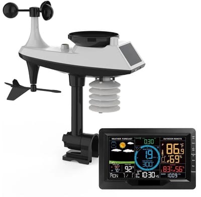 Weerstation Draadloos - Weerstation Buiten - Weersvoorspelling - 7.5 inch LCD Kleurendisplay - One Size - Wit