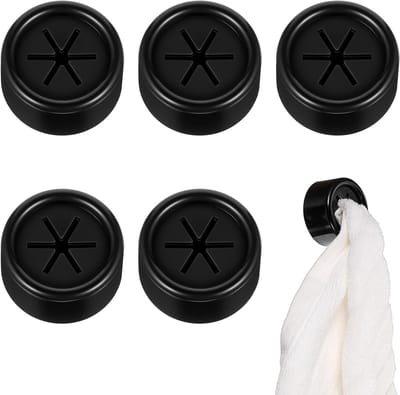 Ronde Zelfklevende Handdoekhaken - 5 Stuks, Wandmontage, Ideaal voor Keuken en Badkamer, Ruimtebesparend en Praktisch