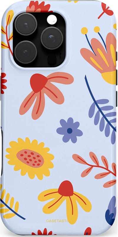Casetastic hoesje geschikt voor Apple iPhone 16 Pro - MagSafe - Dubbellaagse bescherming - Bloemenval - Fashion Case - Lavendel Goud Terracotta