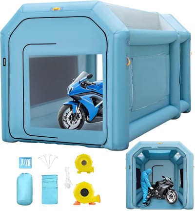 VEVOR Tunneltenten Opblaasbare Spuitcabine 4x2,5x2,5 M Werktent 210d Oxford-Stof en Pvc Lakcabine met Opblaasventilator en Ventilatieventilator voor Het Schilderen van Auto-Onderdelen, Kamperen