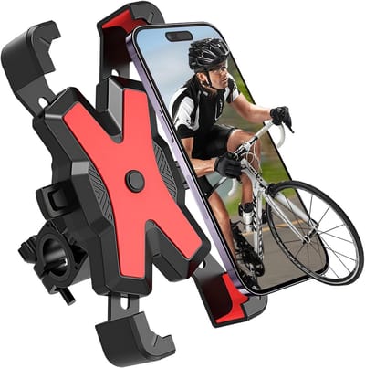 Fietstelefoonhouder met one-touch vergrendeling, schokbestendig en antislip, 360° rotatie, Geschikt voor iPhone 15 14 13 Pro Max en andere smartphones van 4,7 inch tot 6,8 inch