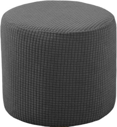 Voetenbankhoes Rond - Ottoman Cover Pouf - Meubels Beschermen - Elastische Stof - Tot 80cm Diameter - F3