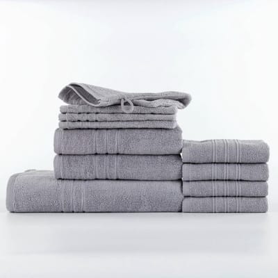 Homéé 11-delige baddoekenset 3CAM 500g. p/m² - 1 badlakens, 2 handdoeken, 4 gastendoekjes en 4 washandjes - grijs - 100% katoen