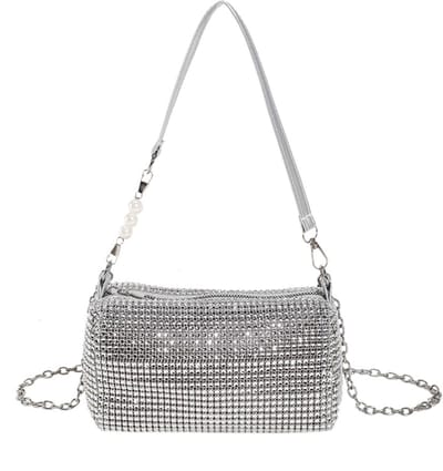 Dailygoods- Clutch zilver - Dames Clutch - Avondtasje - Ceremonie Tas - Afneembare Schouderriem - Hoogte 11 cm - Breedte 19 cm - Dameshandtas