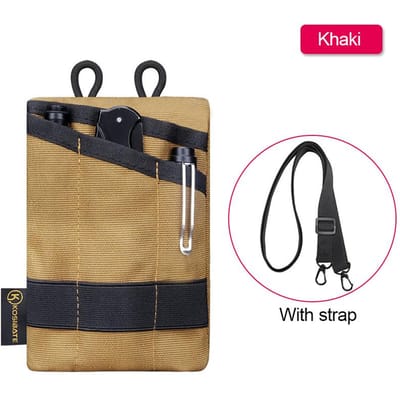 Tactische EDC Pouch Portemonnee Tas Mini Heuptas Kaart Sleutelriem Heuptas Zak Kamperen Wandelen Jagen Buiten Munt Portemonnee Khaki with strap