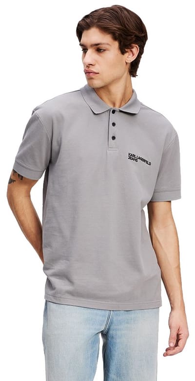 Karl Lagerfeld Jeans Regular Pique Korte Mouw Poloshirt Grijs M Man