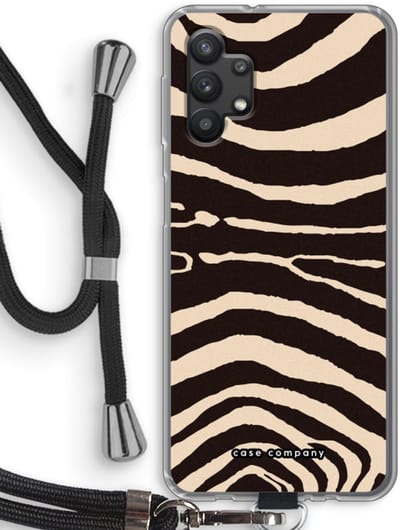 Case Company® - Hoesje met koord geschikt voor Samsung Galaxy A32 5G hoesje met Koord - Arizona Zebra - Telefoonhoesje met Zwart Koord - Bescherming aan alle Kanten en Over de Schermrand