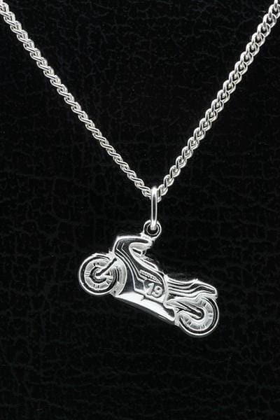 Zilveren Honda racemotor ketting hanger