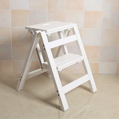 Houten Opstapje - Opvouwbare Ladder - Extra Hoogte Bereiken - Extra Brede Treden - 47 cm - Licht Houtkleur