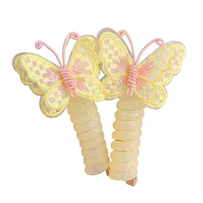 Geel roze haarclip set – 2 stuks – vlinder haar clips voor dames – kunststof haar accessoires met textiel vlinder detail – elegante haar klemmen voor dagelijks gebruik