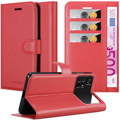 Cadorabo Hoesje geschikt voor Xiaomi POCO M4 PRO 5G in KARMIJN ROOD - Beschermhoes met magnetische sluiting, standfunctie en kaartvakje Book Case Cover Etui