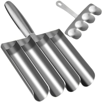 Vleesbal Maker Set - Gehaktbal Lepel - Eten Bereiden - Vier Ballen Tegelijk - 24.5 cm - Zilver