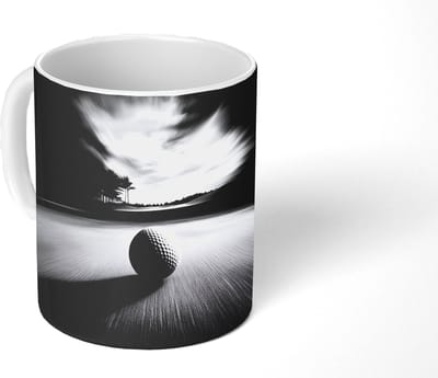 Mok - Koffiemok - Golfbal - Wazig - Zwart - Mokken - 350 ML - Beker - Koffiemokken - Theemok