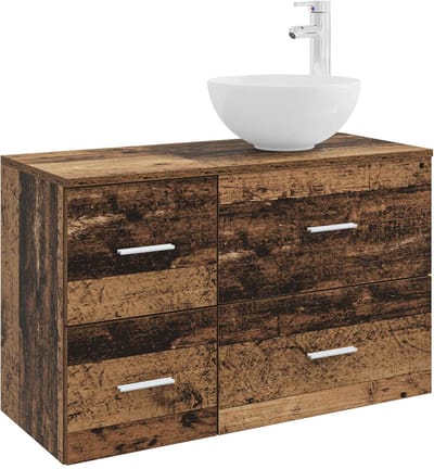 vidaXL - Badkamermeubel - Set - 2 - st - Oud - hout - Bewerkt - hout