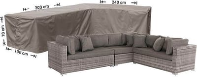Raffles Covers beschermhoes loungeset / hoekbank (L-vorm) - 240 x 300 H: 70 cm - RHS300240right - Hoes voor hoekbank met ongelijke zijden - Lange zijde rechts (vanaf zitpositie)