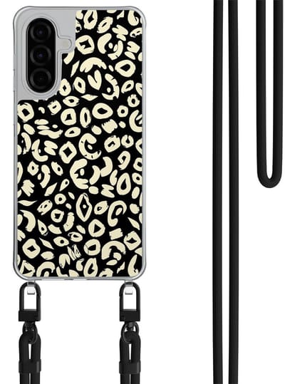 Hoesje met koord geschikt voor Samsung Galaxy A26 - Animal skin - Inclusief Beige koord - Crossbody beschermhoes - Transparant, Beige - Mooie Telefoonhoesjes